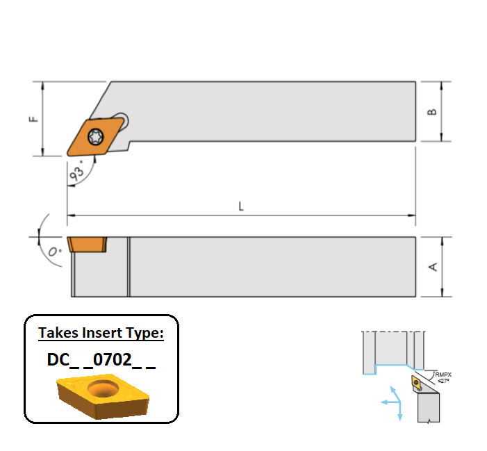 SDJCR 1010 H07 (93Deg) Toolholder for Screw on Inserts Edgetech